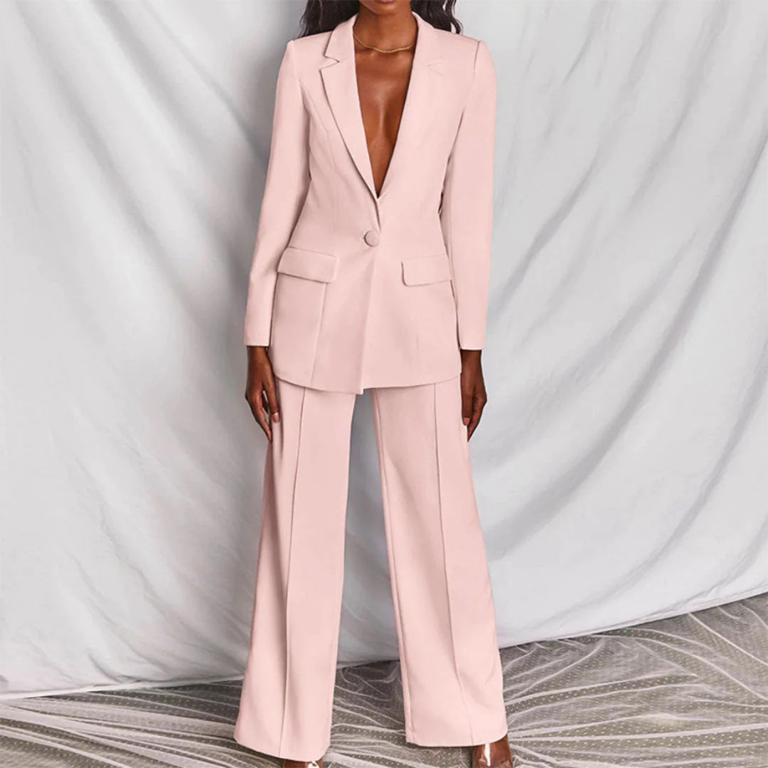 Damen-Blazer-Set mit weit geschnittener Hose