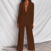 Damen-Blazer-Set mit weit geschnittener Hose