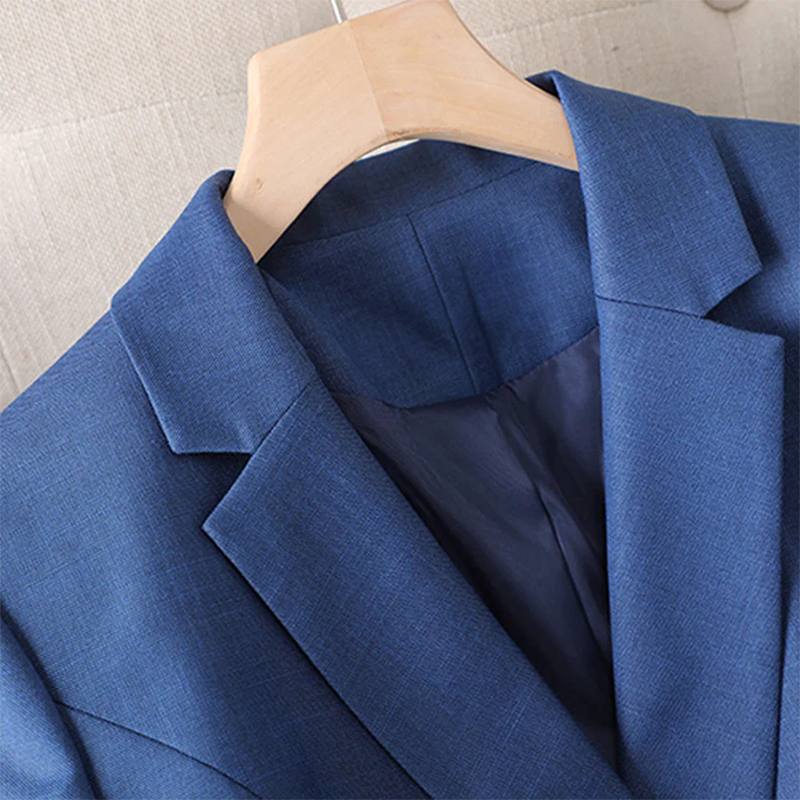 Damen-Blazer und Hosen-Set mit langen Ärmeln und Knöpfen
