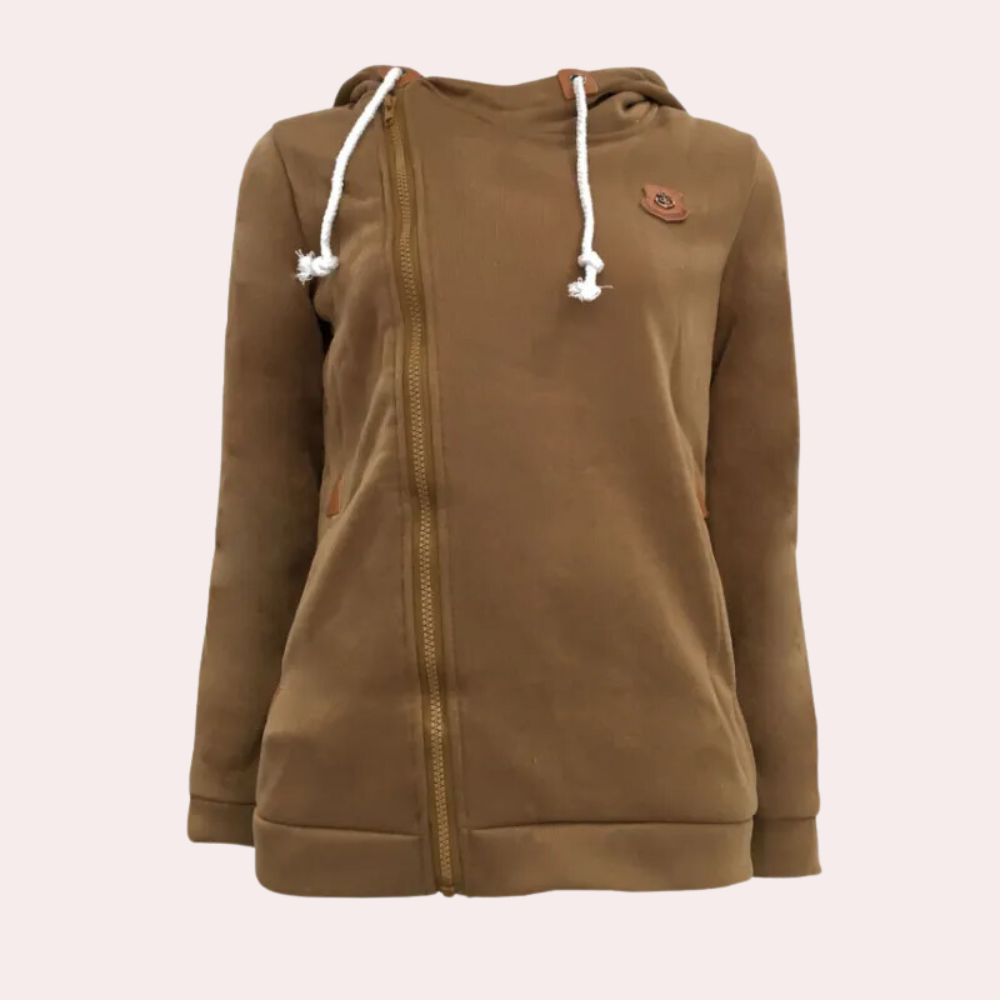 Damen-Kapuzenpulli mit asymmetrischer Front und Kapuze
