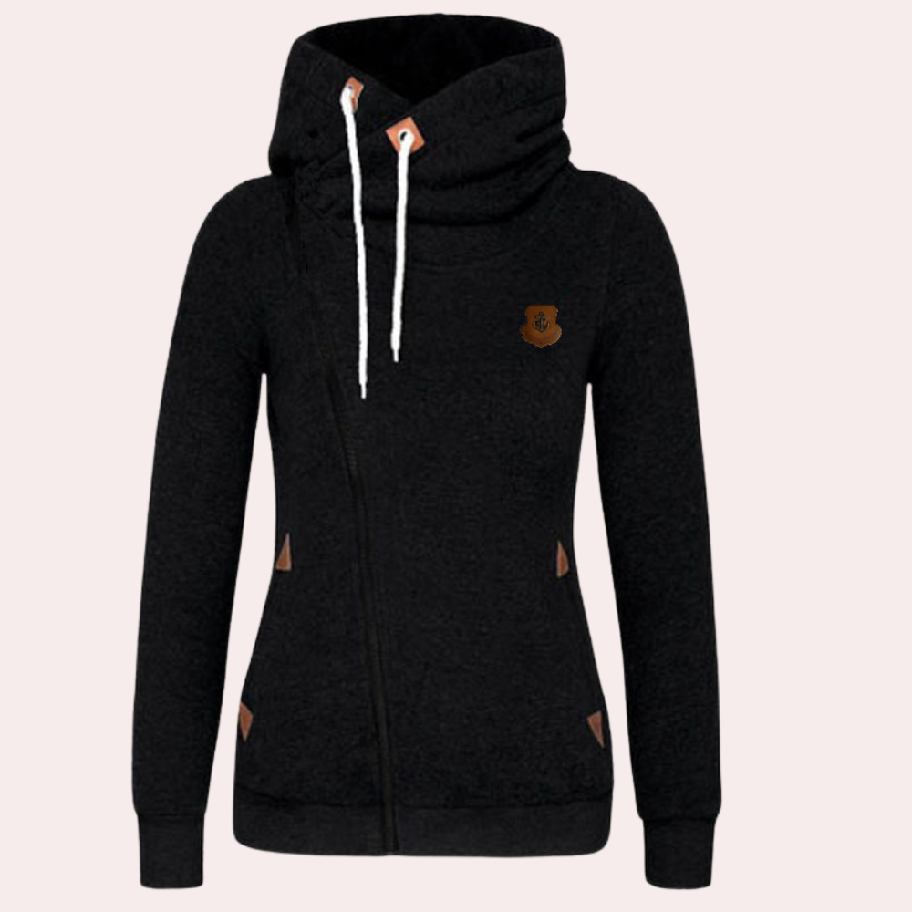 Damen-Kapuzenpulli mit asymmetrischer Front und Kapuze
