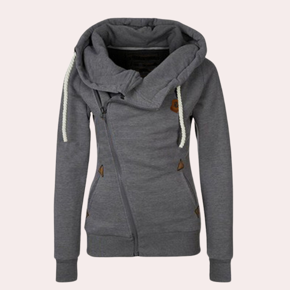 Damen-Kapuzenpulli mit asymmetrischer Front und Kapuze