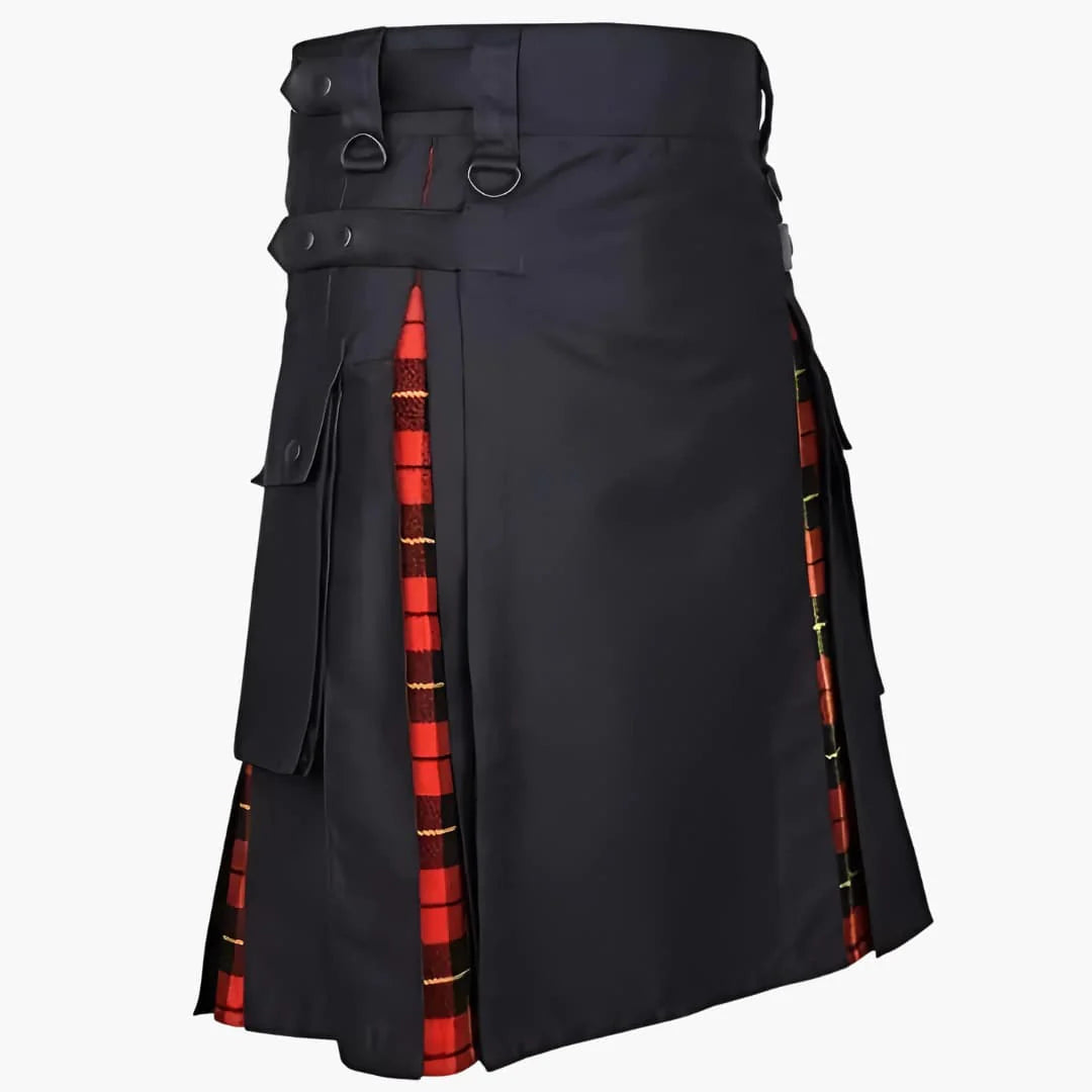 Damen-Kiltrock mit seitlichen Schnallen und Falteneinsätzen