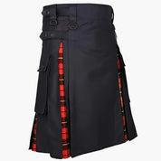 Damen-Kiltrock mit seitlichen Schnallen und Falteneinsätzen