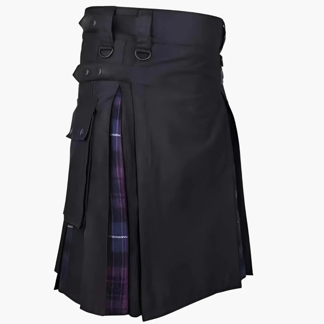 Damen-Kiltrock mit seitlichen Schnallen und Falteneinsätzen