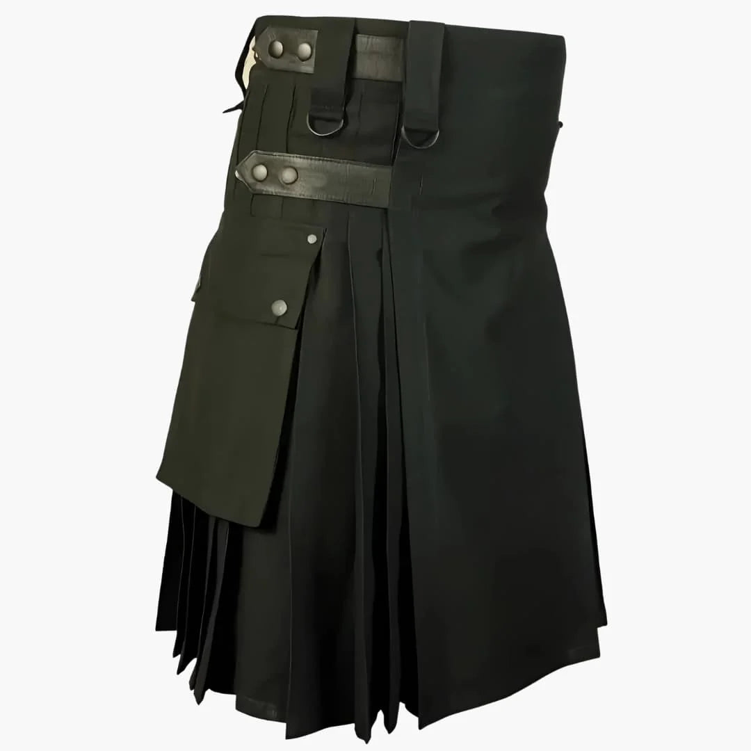 Damen-Kiltrock mit seitlichen Schnallen und Falteneinsätzen