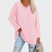 Damen-Langarmshirt mit V-Ausschnitt und überschnittenen Schultern