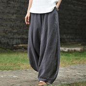Damen-Laternenhose mit weitem Bein, elastischem Bund und Taschen