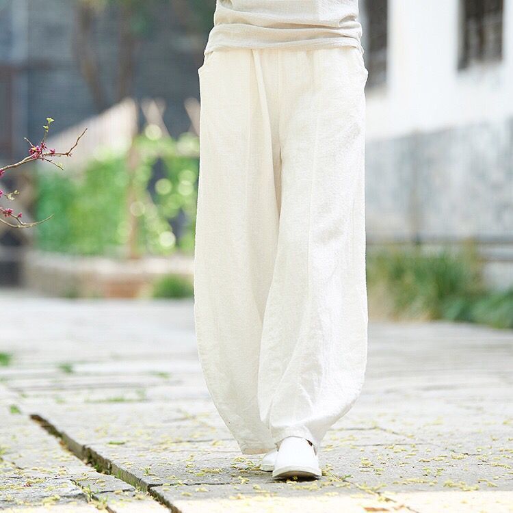 Damen-Laternenhose mit weitem Bein, elastischem Bund und Taschen