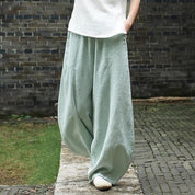 Damen-Laternenhose mit weitem Bein, elastischem Bund und Taschen