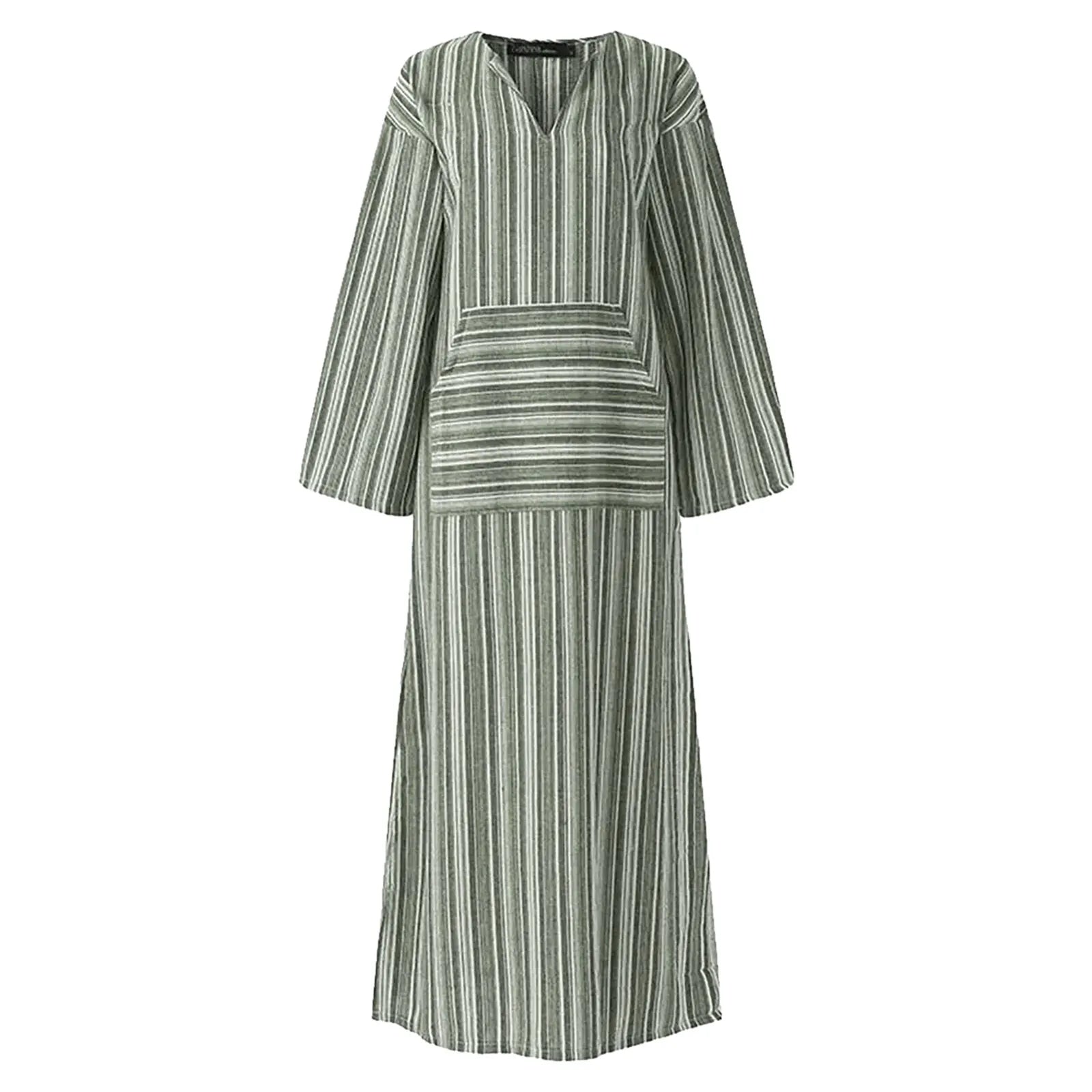 Damen-Maxikleid mit Streifenstruktur und 3/4-Ärmeln