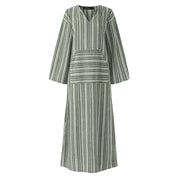 Damen-Maxikleid mit Streifenstruktur und 3/4-Ärmeln