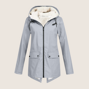 Damen-Regenjacke mit Kapuze, Fleecefutter und Reißverschluss