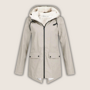Damen-Regenjacke mit Kapuze, Fleecefutter und Reißverschluss