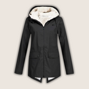Damen-Regenjacke mit Kapuze, Fleecefutter und Reißverschluss