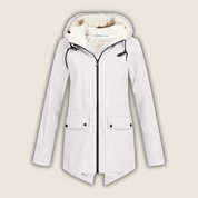 Damen-Regenjacke mit Kapuze, Fleecefutter und Reißverschluss