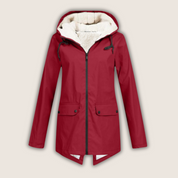 Damen-Regenjacke mit Kapuze, Fleecefutter und Reißverschluss