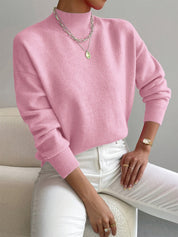 Women's roll-neck sweater with ribbed cuffs and long sleeves