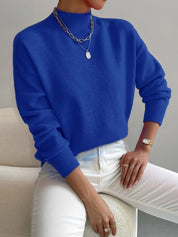 Women's roll-neck sweater with ribbed cuffs and long sleeves