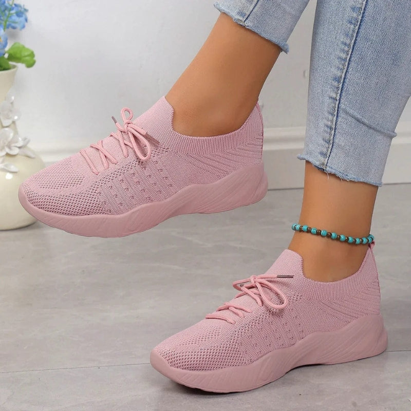 Damen-Slip-On-Strick-Walkingschuhe mit strukturierter Sohle