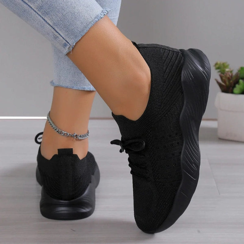 Damen-Slip-On-Strick-Walkingschuhe mit strukturierter Sohle