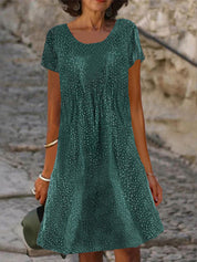 Damen-Sommerkleid mit kurzen Ärmeln, Print und A-Linien-Schnitt