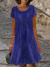 Damen-Sommerkleid mit kurzen Ärmeln, Print und A-Linien-Schnitt
