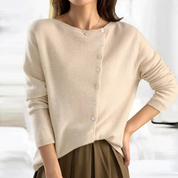 Women's cardigan with button placket and long sleeves