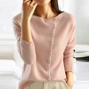 Women's cardigan with button placket and long sleeves