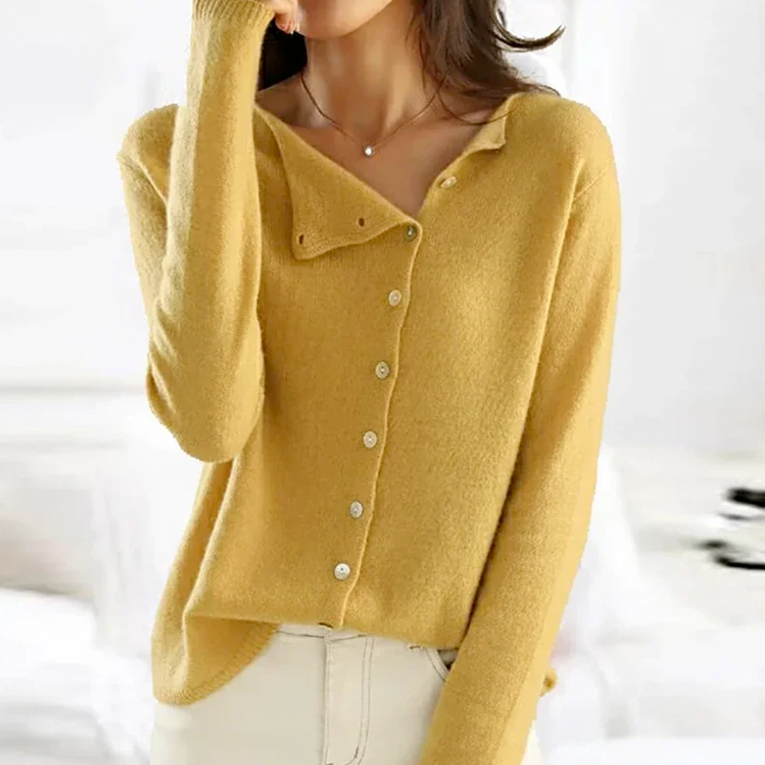 Women's cardigan with button placket and long sleeves