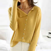 Women's cardigan with button placket and long sleeves