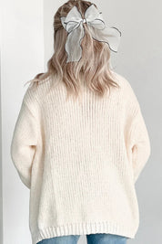 Damen Strickjacke mit langen Ärmeln offenem Vorderteil und geripptem Saum