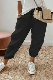 Damen-Tapered-Hose mit Kordelzug, Bündchensaum und Taschen