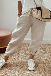 Damen-Tapered-Hose mit Kordelzug, Bündchensaum und Taschen