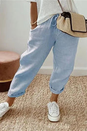 Damen-Tapered-Hose mit Kordelzug, Bündchensaum und Taschen