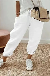 Damen-Tapered-Hose mit Kordelzug, Bündchensaum und Taschen