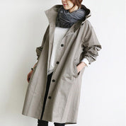 Damen-Trenchcoat mit Kapuze und Knopfleiste für Regen