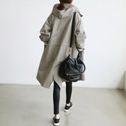 Damen-Trenchcoat mit Kapuze und Knopfleiste für Regen