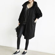 Damen-Trenchcoat mit Kapuze und Knopfleiste für Regen
