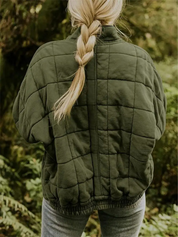 Damen-Winter-Steppjacke mit Reißverschluss, langen Ärmeln und Taschen