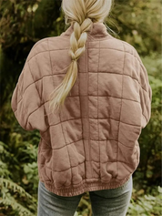 Damen-Winter-Steppjacke mit Reißverschluss, langen Ärmeln und Taschen