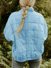 Damen-Winter-Steppjacke mit Reißverschluss, langen Ärmeln und Taschen