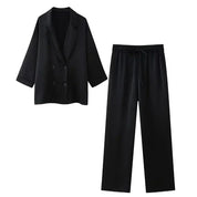 Damen Anzugset mit zweireihigem Blazer und geraden Hosen
