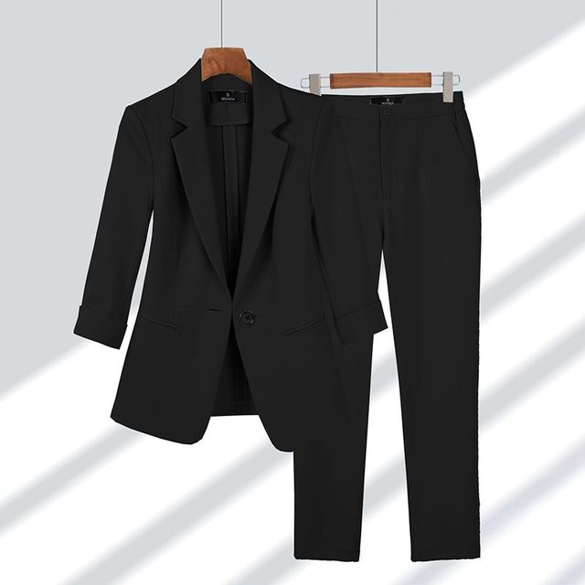 Damen Blazer und Hosen Business Anzug Set mit schlanker Passform