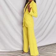 Damen Blazer und Hosen Set mit Reverskragen und Knopfverschluss