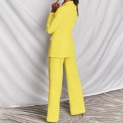 Damen Blazer und Hosen Set mit Reverskragen und Knopfverschluss