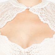 Damen Crop-Bluse mit hohem Kragen und offenem Vorderausschnitt
