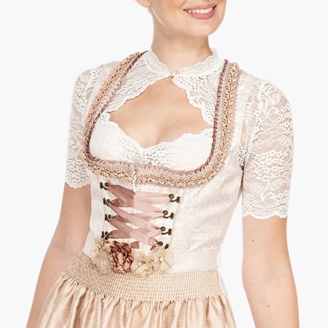 Damen Crop-Bluse mit hohem Kragen und offenem Vorderausschnitt