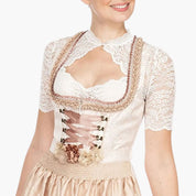Damen Crop-Bluse mit hohem Kragen und offenem Vorderausschnitt