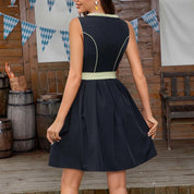 Damen Dirndl Minikleid mit Schnürmieder und grünem Schürzenband
